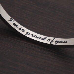 Inspirational Bracelets for Women Men Cuff Bangle Do Epic Shit Keychain Friendship Cuff Meditation Bracelet Graduation Gift for Him or Her (I’m so proud of you)