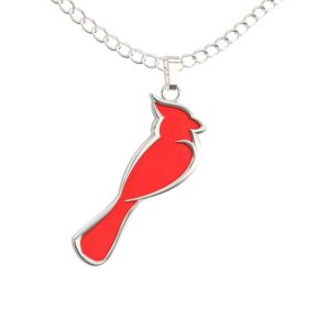 Happy Kisses Cardinal Necklace For Women – Cute Red & Silver Charm – Cardinals Appear When Angels Are Near Message Card