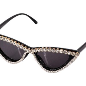 Naimo Sparkling Crystal Cat Eye Sunglasses UV Protection Rhinestone Sunglasses