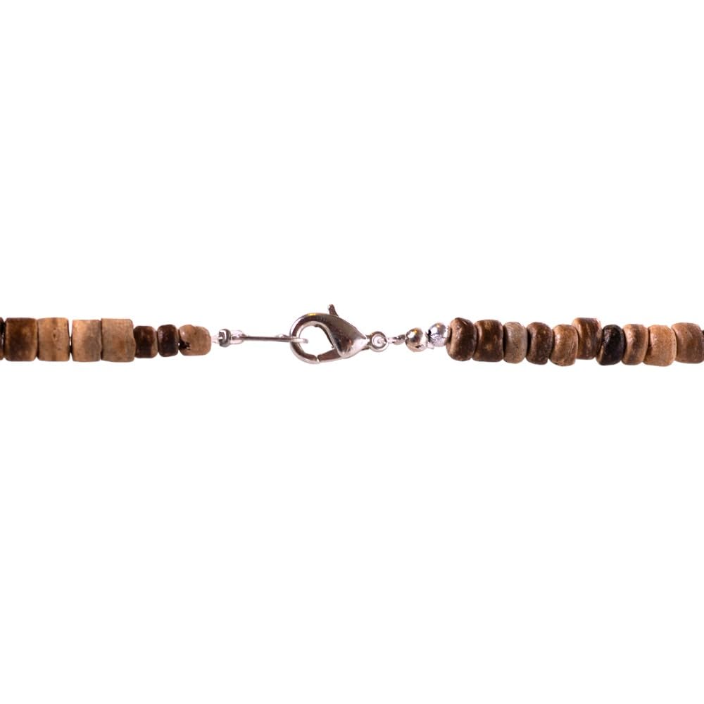 BlueRica Tiger Brown Coconut Beads & Black Shell Beads Necklace (18")