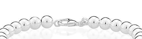 Miabella 925 Sterling Silver Italian Handmade 6mm Bead Ball Strand Chain Bracelet for Women, Made in Italy (Length 7.5 Inches(Small))