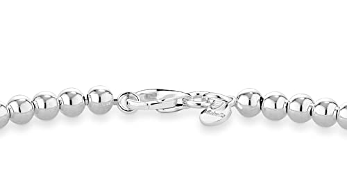 Miabella 925 Sterling Silver Italian Handmade 4mm Bead Ball Strand Chain Bracelet for Women 6.5, 7, 7.5, 8 Inch Made in Italy (7.00 Inches)