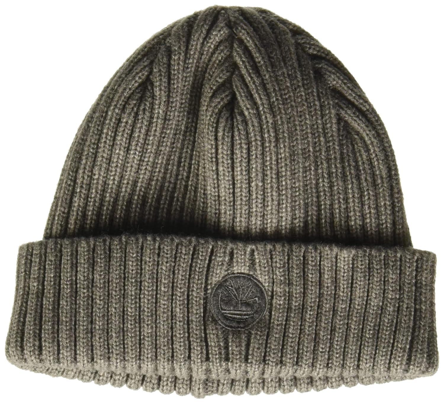 Timberland Men's Ribbed Watch Cap with Logo Patch, Heather Grey 2, One Size