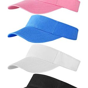 Trounistro 4 Pack Sun Sports Visor Hats Adjustable Hat Summer Cotton Cap for Golf Cycling Fishing Tennis Running Jogging and Other Sports (Style 2)