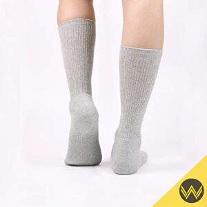 WANDER Women's Athletic Crew Socks 8 Pairs Cushion Running Socks for Women Sport Wicking Cotton Socks 10-14 (8 Pair Grey)