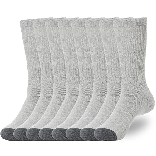 WANDER Women's Athletic Crew Socks 8 Pairs Cushion Running Socks for Women Sport Wicking Cotton Socks 10-14 (8 Pair Grey)