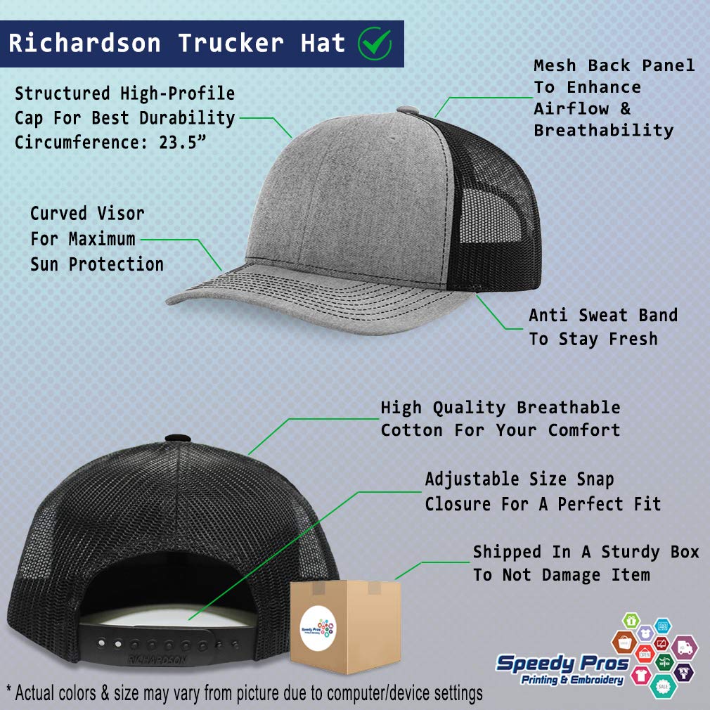 Richardson Structured Mesh Trucker Hat Disc Golf, Tree and Yeti Embroidery Polyester Hat Snaps Heather Gray/Black One Size