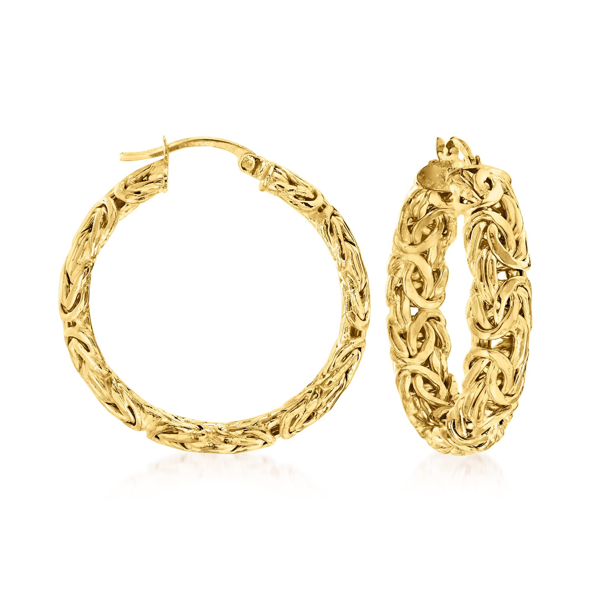 Ross-Simons 18kt Gold Over Sterling Medium Byzantine Hoop Earrings