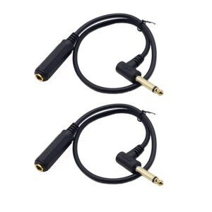 right angle guitar extension cord;seadream 2pack 6.35mm right angled male to female extension cable,50cm trs 1/4 inch female to right angle mono male audio extension cables