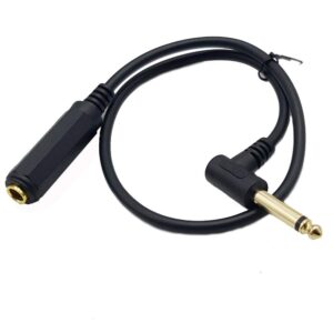 Right Angle Guitar Extension Cord;Seadream 2Pack 6.35mm Right Angled Male to Female Extension Cable,50CM TRS 1/4 Inch Female to Right Angle Mono Male Audio Extension Cables