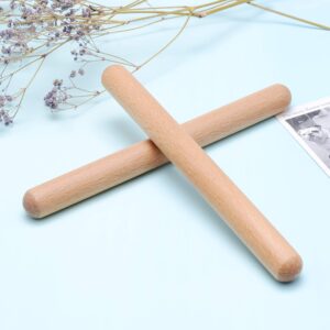 8 Inch Classical Wood Claves Musical Percussion Instrument, Natural Hardwood Rhythm Sticks with a Carry Bag