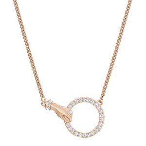 swarovski symbolic collection necklace, with hand motif and white crystal accents on a rose-gold tone plated chain