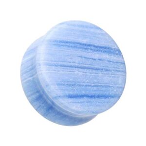 covet jewelry blue lace agate stone double flared ear gauge plug (7/8" (22mm))