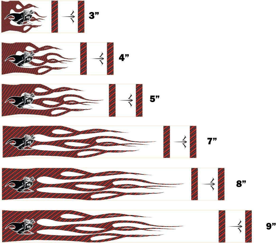 White Water Archery Laminated Red 1 Yellow Carbon Fiber Flame Grim Reaper Arrow Wraps 15 Pc Choose Length Width (8, 1.25)