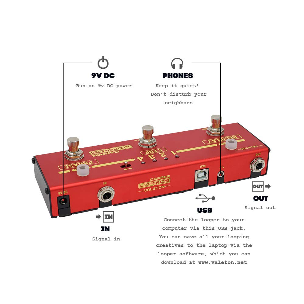 VALETON Guitar Headphone Amplifier Multi Effects Pocket Rechargeable Rushead Max Mini Practice Amplifier (Looper MES-7)