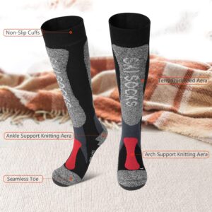 MCTi Ski Socks Thermolite Winter Thermal Snow Snowboard Hiking Over the Calf Long Socks 2 Pairs