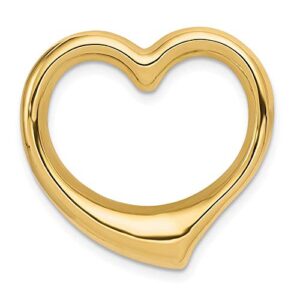 IceCarats 14K Yellow Gold Heart Love Floating Chain Slide Pendant Necklace Charm 24mm x Only