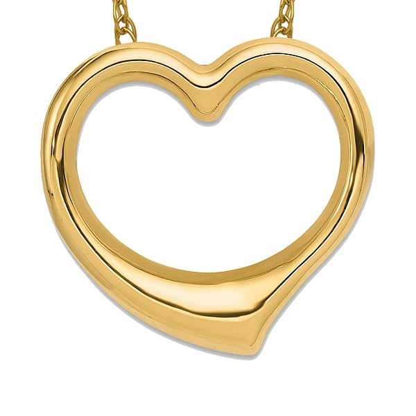 IceCarats 14K Yellow Gold Heart Love Floating Chain Slide Pendant Necklace Charm 24mm x Only