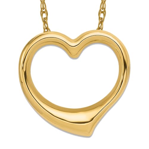 IceCarats 14K Yellow Gold Heart Love Floating Chain Slide Pendant Necklace Charm 24mm x Only