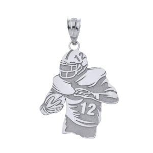 Sports Charm .925 Sterling Personalized Name and Number Football Player Pendant