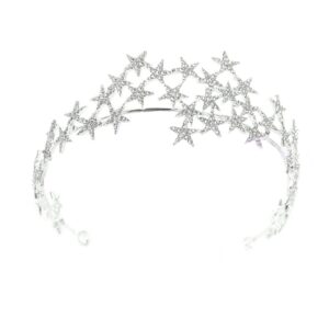 bling rhinestone star crown headbands for women birthday wedding silver star tiara bridal hair pieces