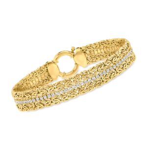 Ross-Simons 3.40 ct. t.w. CZ Byzantine Bracelet in 18kt Gold Over Sterling. 8 inches