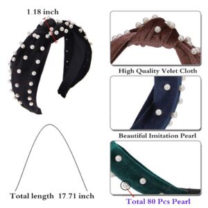 Headbands for Women Pearl Headbands - 1PCS Twisted Faux Pearl Velvet Headband Elegant Bling Hair Clip Hairpins Headwear Barrette Styling Tools Accessories,Black