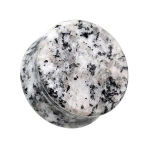 covet jewelry black sesame natural stone double flared ear gauge plug (1" (25mm))