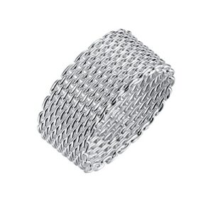 cutesmile fashion beautiful jewelry new 925 sterling silver mesh fine ring band (8)