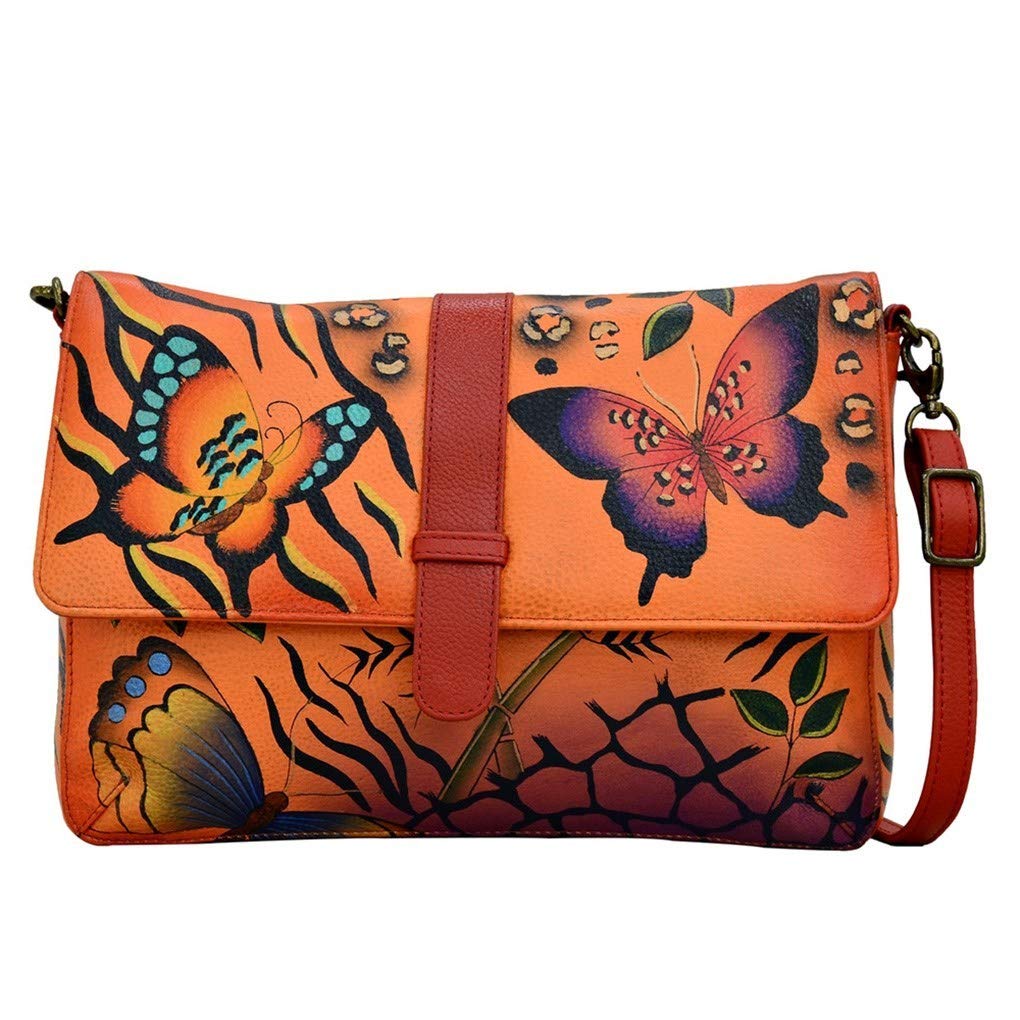 Anna by Anuschka womens 8329 Hobo Bag, Animal Butterfly Tangerine, One Size US