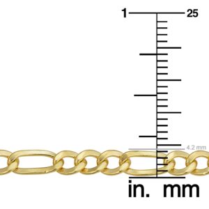 Kooljewelry 14k Yellow Gold Filled Solid Figaro Link Chain Necklace (4.2 mm, 20 inch)