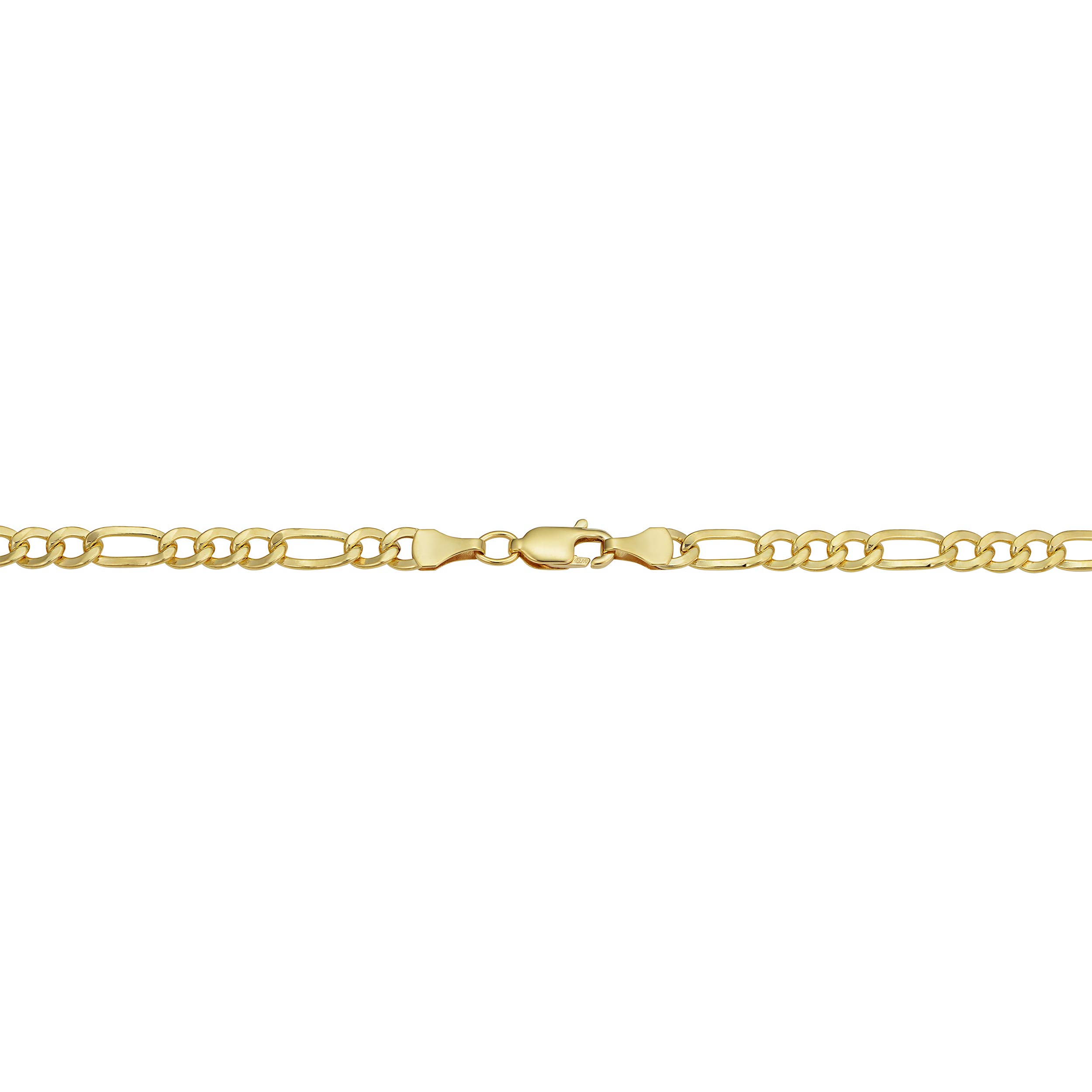 Kooljewelry 14k Yellow Gold Filled Solid Figaro Link Chain Necklace (4.2 mm, 20 inch)