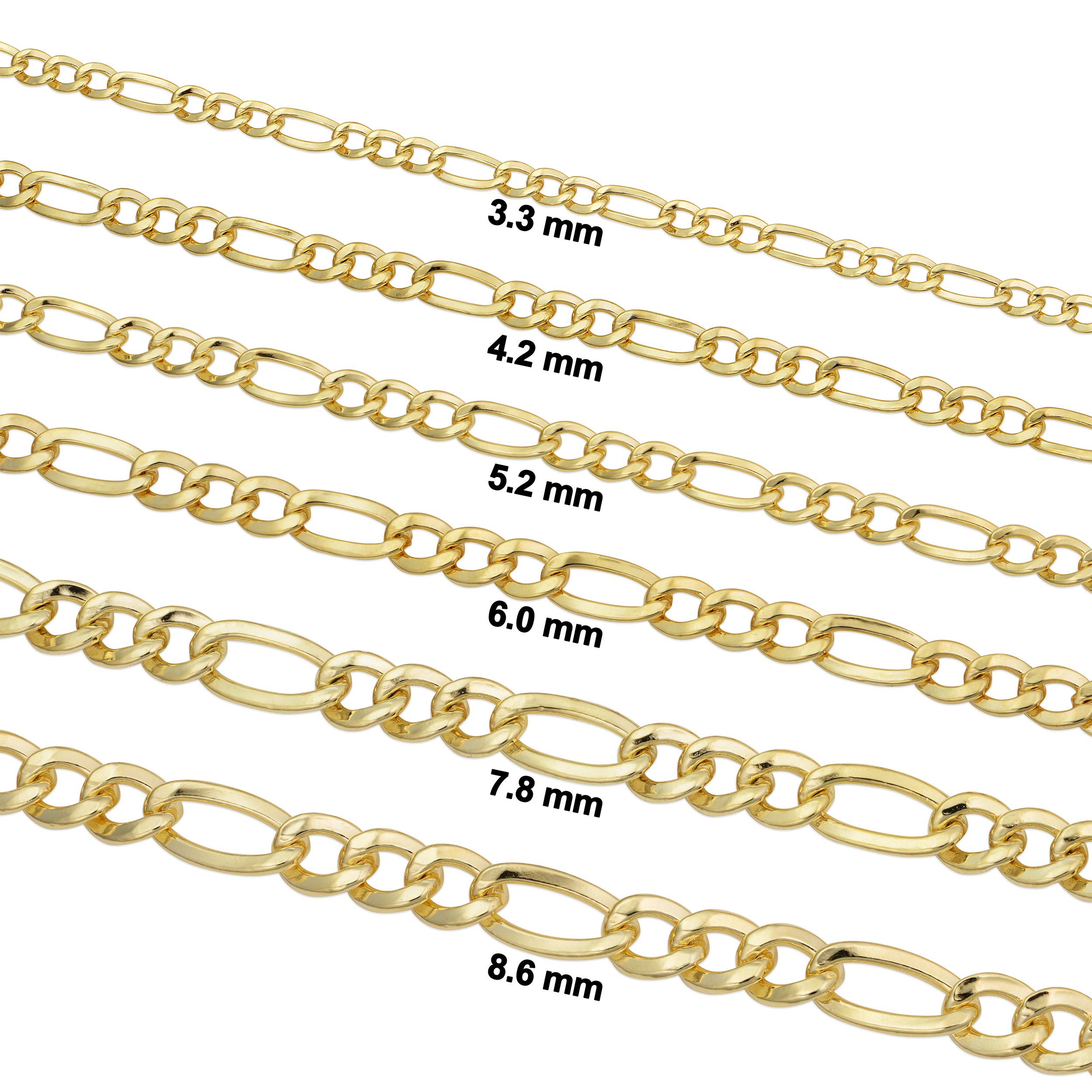 Kooljewelry 14k Yellow Gold Filled Solid Figaro Link Chain Necklace (4.2 mm, 20 inch)