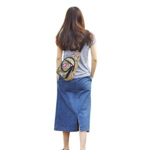 SILKAREA Embroidered Canvas Sling Backpack for Women Travel Chest Bag Crossbody Backpack Purse Shoulder Bag Medium