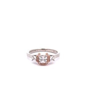 Kelly Herd Jewelry Horseshoe Ring Small Round Cut Three Stone | Rose Gold Plated Sterling Silver Western Ring with CZ Stones 6mm (Size 6)