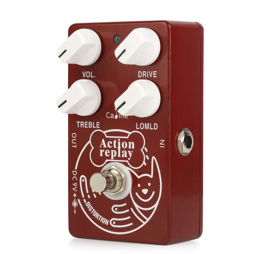 Caline Vintage Distortion Effects Pedal Overdrive Action Replay Electric Guitar Pedal True Bypass Red CP-74 Guitarist gifts