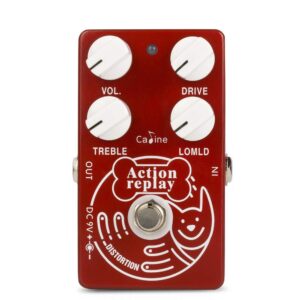 Caline Vintage Distortion Effects Pedal Overdrive Action Replay Electric Guitar Pedal True Bypass Red CP-74 Guitarist gifts