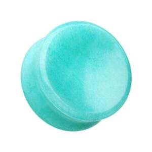 covet jewelry concave amazonite natural stone double flared ear gauge plug (5/8" (16mm))