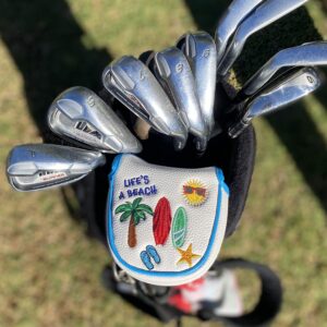 Giggle Golf Mallet Putter Cover | Great Golf Gift for Men & Women | Golf Bag Accessory (Life's A Beach)