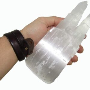 CircuitOffice Selenite Twin Tower Skyscraper, Selenite Mountain, 6" Selenite Twin Points for Healing, Positive Energy, Meditation, Protection, Powers, Decoration or Gift