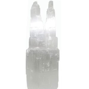 CircuitOffice Selenite Twin Tower Skyscraper, Selenite Mountain, 6" Selenite Twin Points for Healing, Positive Energy, Meditation, Protection, Powers, Decoration or Gift