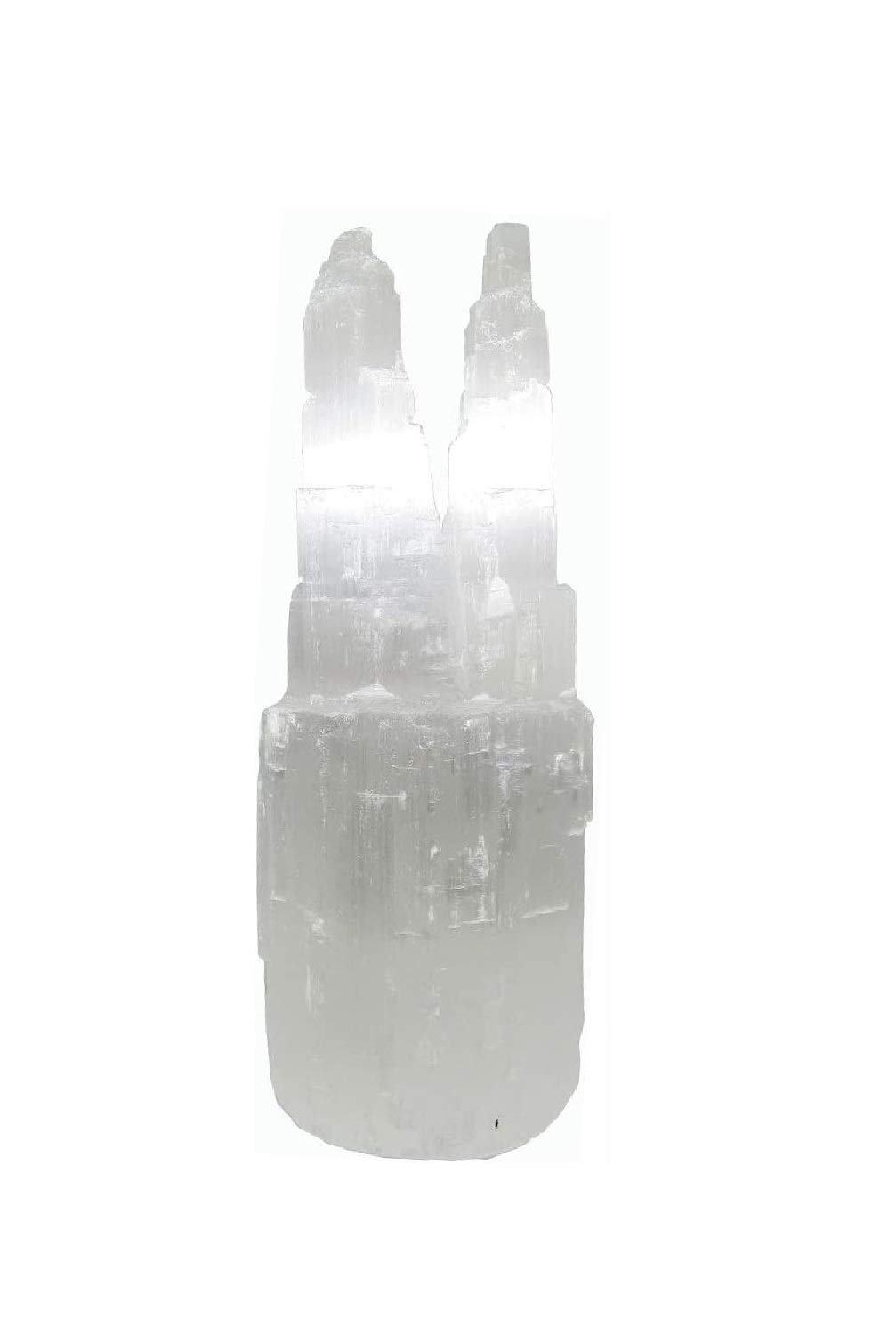 CircuitOffice Selenite Twin Tower Skyscraper, Selenite Mountain, 6" Selenite Twin Points for Healing, Positive Energy, Meditation, Protection, Powers, Decoration or Gift