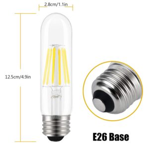 ASOKO E26 T10 Bulbs Daylight White 6W, Dimmable T10 Edison Bulb 60 watts 4000K, E26 Base LED Tubular Light Bulbs, Tube Vintage LED Edison Bulb for Desk Lamp, Pendant Lights, Home (3 Pack)