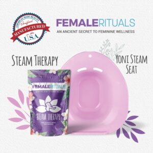 FEMALE RITUALS Yoni Steam Seat Kit with Yoni Steam Herbs (4 Ounce) Steam Bundle - Yoni Steam Seat for Toilet - Yoni Steam Herbs for Cleansing - V Steam - Detox Yoni Pot Steamer for Women