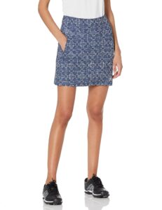 cutter & buck womens allure printed pull on skort golf shorts, indigo, medium us