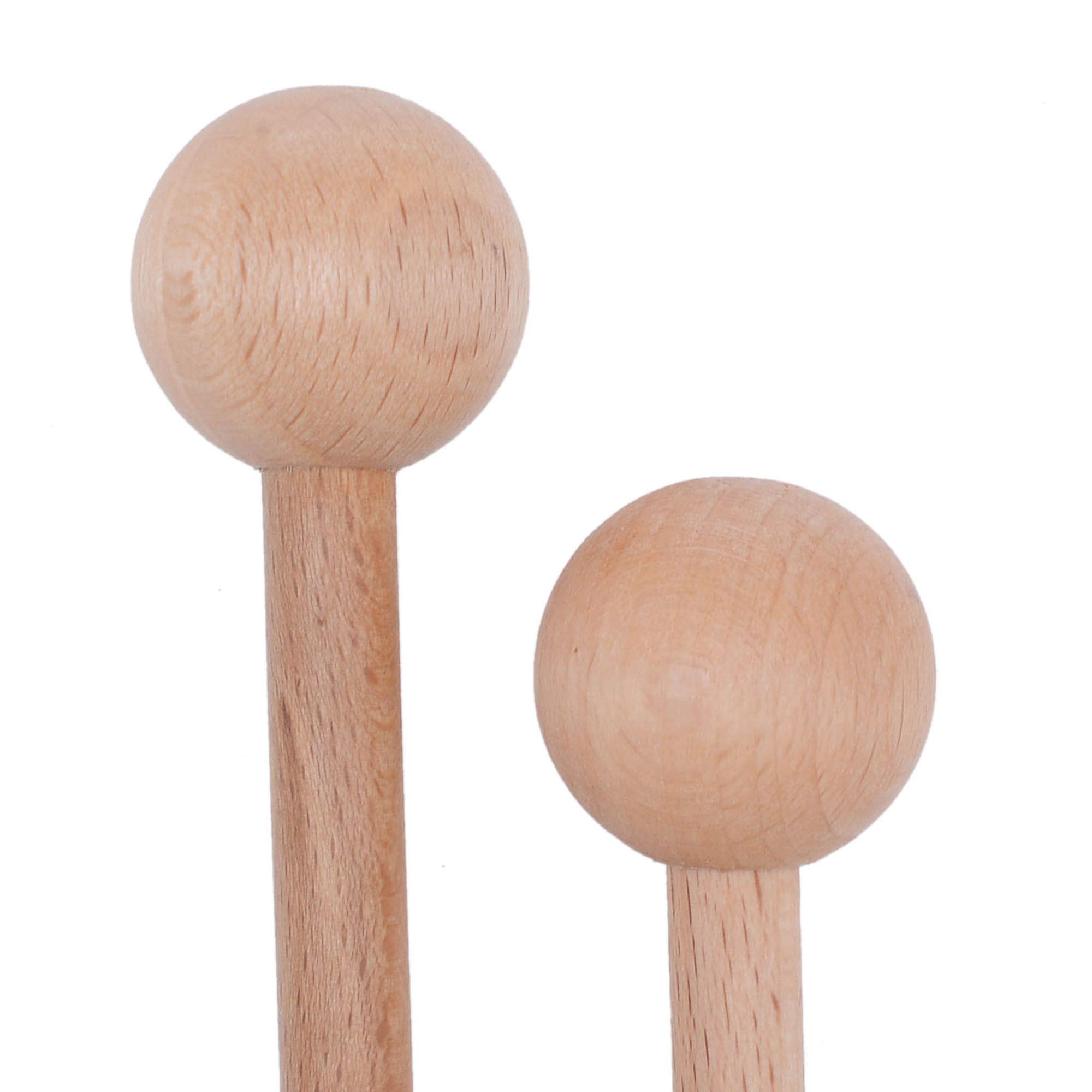 2 Pair Wood Mallets Percussion Sticks for Glockenspiel, Xylophone, Chime, Woodblock, and Bells, 8 Inch Long with a Carry Bag