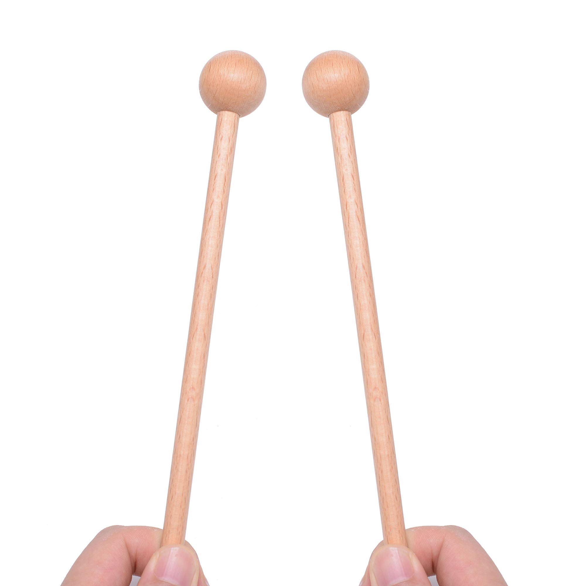 2 Pair Wood Mallets Percussion Sticks for Glockenspiel, Xylophone, Chime, Woodblock, and Bells, 8 Inch Long with a Carry Bag