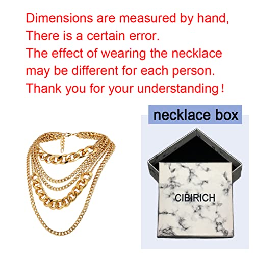 CIBIRICH Punk Chain Chunky Necklaces for women Multilayer Collar Necklace Gold