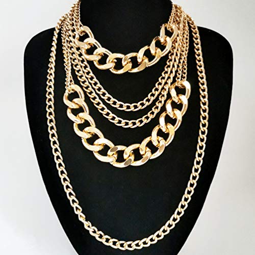 CIBIRICH Punk Chain Chunky Necklaces for women Multilayer Collar Necklace Gold