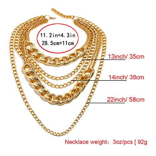 CIBIRICH Punk Chain Chunky Necklaces for women Multilayer Collar Necklace Gold